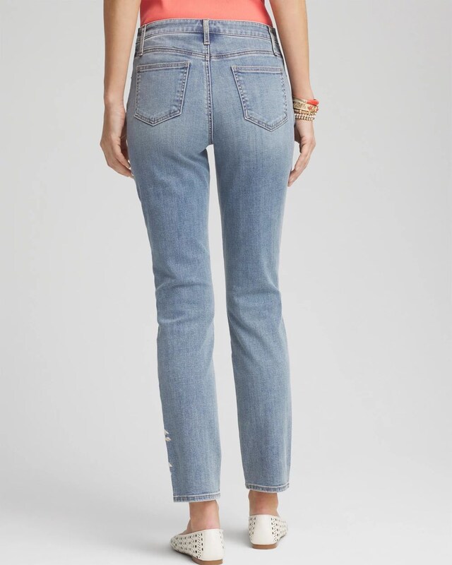 So Slimming Embroidered Girlfriend Ankle Jeans - image 3